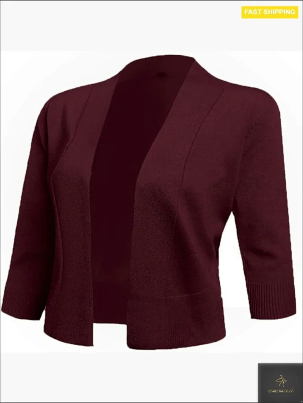 Cropped Cardigan 3/4 Sleeve Open Front Shrug Chic Minimal Y2K Retro Elegant